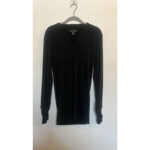 A Pea In The Pod Black V-Neck Ruched Sleeve Knit Blouse Maternity Size M